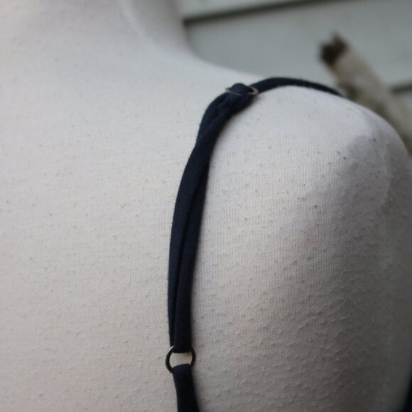 Matty M Navy Blue Overlay Top Low Back Knit Rayon Sleeveless Maxi Dress Sz SMALL - Picture 6 of 8